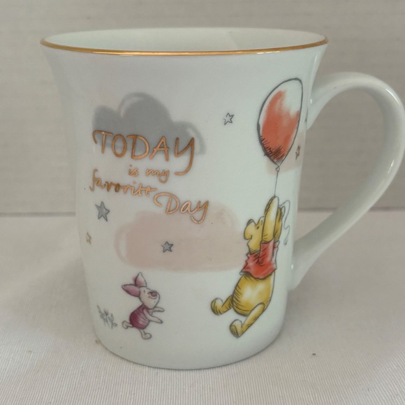 Disney Other - Disney Winnie the Pooh Piglet Today is my favorite Day Gold Rim Mug Zrike Brands